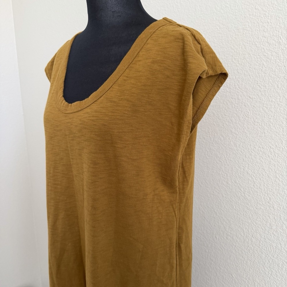 Large Mustard Midi Lounge Dress Minimalist Casual Boho Coastal Resort Earthcore - Picture 3 of 10